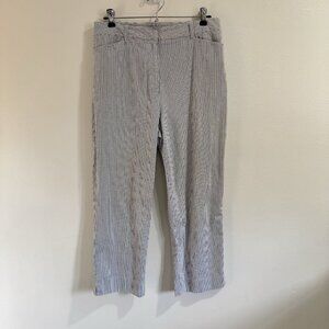 Jones New York Signature Pants 8 Seersucker Gray White Straight Ankle Stretch